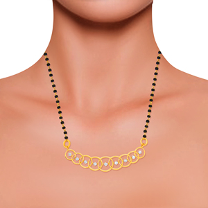 Elegante Collar Mangalsutra Chapado en Oro Rosa con Cuentas Negras y Colgante de Diamante de Corte Redondo Cultivado en Laboratorio - Product Image 4