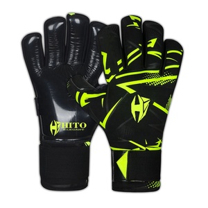 Gants de gardien de but de football en néoprène noir de qualité supérieure, design personnalisé, avec silicone injecté, sangle élastique allemande de 4 mm, TTab - Product Image 1