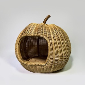 Pumpkin shaped cat <b>house</b> handweave rattan dog <b>beds</b> natural pet furniture great quality pets <b>bed</b> - Product Image 4