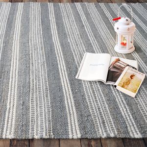 Gray <b>White</b> Striped Jute Area <b>Rug</b> Woven Cotton Blend Carpet Neutral Home Decor for Living Room <b>Bedroom</b> - Product Image 5
