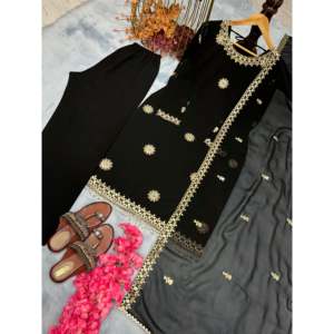 El conjunto de ropa de fiesta de diseñador para mujer incluye un hermoso Top Plazzo Dupatta - Product Image 1