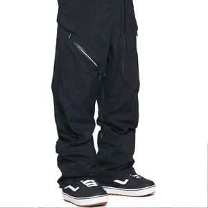 Custom <b>Men's</b> Black One Piece Shell Ski Suit Asymmetric Zip Hooded Waterproof Snowboard Snowsuit <b>Onesie</b> - Product Image 5
