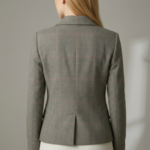 Wholesale <b>Clothes</b> Women's Single Button Notched Collar Full Sleeve Breathable Wool Polyester Woven Anti-Wrinkle Blazer - Product Image 5