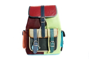 New Arrival Western Stylish Multi Colored <b>Recycled</b> Genuine Leather <b>Backpacks</b> Women's Rainbow Color Ideal Size Shoulder <b>Backpacks</b> - Product Image 5