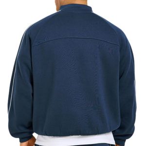 Sudadera de hombre de corte holgado con cremallera de un cuarto, oversize, de manga larga, con cuello alto, estilo casual deportivo, con detalle de ribete, estilo urbano - Product Image 4