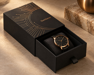 Boîte à montre personnalisée SunGene en cuivre noir - Product Image 1