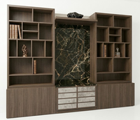 Meuble mural multifonctionnel moderne de luxe, bibliothèque, armoire Deera, panneau arrière en marbre, grande capacité de rangement, salon, bureau à domicile