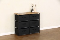 Commode moderne à 6 tiroirs en tissu avec structure en tubes métalliques, structure KD à volume de rangement minimal, organisateur de rangement domestique