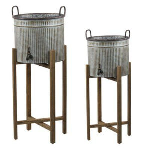 Jardinera Elevada de Metal para Interiores y Exteriores, Estilo Rústico de Madera Natural, Maceta Decorativa con Almacenamiento, Decoración para el Hogar - Product Image 3