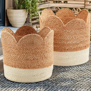 Venta al por mayor respetuoso con el medio ambiente personalizado OEM hecho a mano Vintage multifunción cesta de almacenamiento de flores diseño festoneado para la cocina hogar - Product Image 4