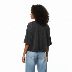 Camiseta de Verano para Mujer, Estilo Vintage, 100% Algodón, 220 g/m², Ecológica, Transpirable, Hombros Caídos, Lavado Ácido, Personalizable, Venta al Por Mayor OEM - Product Image 2