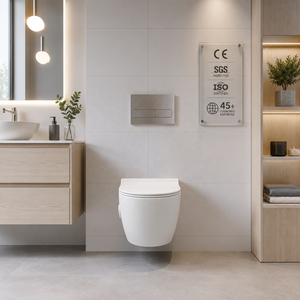 WC suspendu sans bride monobloc avec réservoir encastré, chasse d'eau à siphon en S, design minimaliste, cuvette en céramique vitrifiée, écologique - Product Image 5