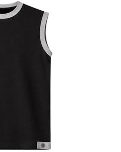 Customized Men Black Sleeveless Tank Top And Shorts Set Casual Summer Cotton Outfit <b>Light</b> Gray Trim Drawstring Two Piece Set - Product Image 2