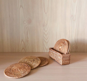 Sous-verres en rotin BOHO, accessoire de décoration de table, sur mesure, 4 pièces, sous-verres en rotin BOHO pour café - Product Image 6