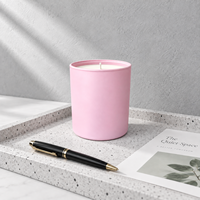 Bocal à bougie en verre rose pulvérisé, 200 ml 300 ml, pot à bougie pour hôtel, bocal à bougie avec logo sérigraphié