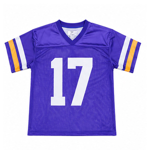 Camiseta de Fútbol Americano Personalizada, Morada, de Malla, Manga Corta, Transpirable, para Hombre, Corte Regular, Diseño Sublimado a Rayas - Product Image 1