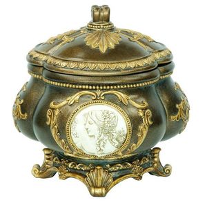 Scatola Portagioie Decorativa Alta 9 Pollici con Finitura Bronzo per una Conservazione Elegante - Product Image 1