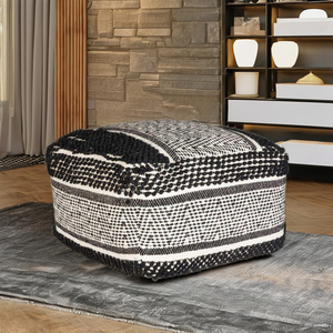 Kaycee, elegante, hecho a mano, cuerda de cuentas, algodón, cuboide, suelo, PUF, cómodo estilo tradicional, PUF móvil deslizante, alfombras para - Product Image 1