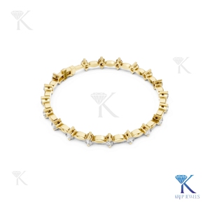 Lab Grown Diamond Filled Brilliant Cut Station Link Bracelet <b>Solid</b> <b>Gold</b> Fine Unisex Minimalist Luxury Jewelry Manufacturer - Product Image 3
