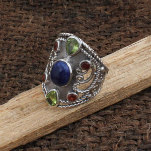 Anillo de Lapislázuli Natural al por Mayor, Anillo de Plata de Ley 925 con Gema Azul Real Vintage para Mujer, Precio de Fábrica de Joyería Fina - Product Image 3