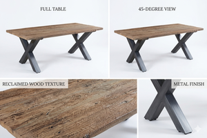 Mesa de Comedor Xozio de Madera de Teca Sólida - Patas de Metal Duraderas y Ecológicas, Diseño Minimalista para 4 Personas, para Uso en Hoteles y Villas - Product Image 5