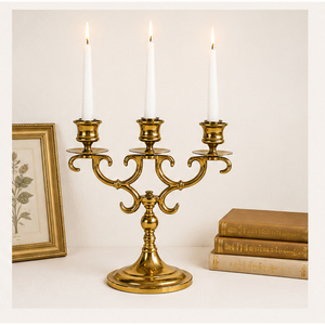 Candélabre à 3 bras doré, centre de table de mariage de luxe, décoration vintage, porte-bougie en métal pour la décoration de table d'événement - Product Image 4