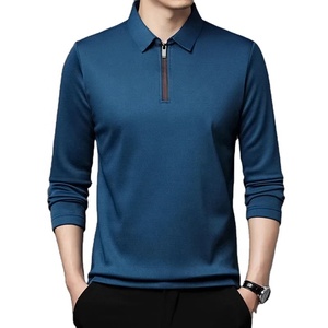 Polo de Punto de Manga Larga Color Borgoña para Hombre, Corte Regular, Estilo Casual, Color Sólido, Cuello con Cierre Frontal - Product Image 1