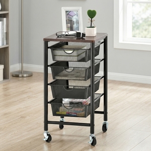 Cesta de alambre de servicio de 4 niveles del fabricante, carro de almacenamiento, plataforma de plástico de cuatro ruedas, contenedor de rollos, muebles para el hogar, Taiwán - Product Image 1