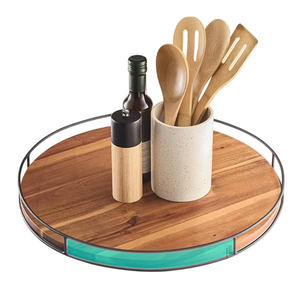 Bandeja de Servicio Multifuncional de Madera con Diseño Floral de Lujo Aaliyan Impex, Acabado Artesanal Elegante, Ideal para Hoteles, Resorts y Restaurantes de Alta Gama - Product Image 1