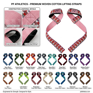 Sangles de musculation en coton et nylon à faible MOQ, sangles de poignet pour la musculation et le powerlifting, coutures renforcées, haute qualité pour l'entraînement de force - Product Image 1