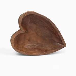 Bol à pâte en bois de manguier en forme de cœur au design élégant Bol en forme de cœur en bois pour bougies, décoration de chambre et bols décoratifs de table - Product Image 2