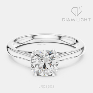 Bague de fiançailles en diamant cultivé en laboratoire, or blanc 14 carats, coupe ronde, solitaire, bague de mariage, bijoux fins, certifiée IGI - Product Image 1