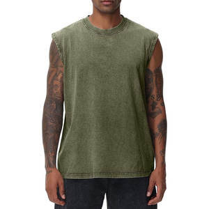 Débardeurs de sport pour hommes, T-shirts sans manches, T-shirts de musculation, T-shirts de gym délavés à l'acide, pour la course, la plage, coupe ample, athlétiques, été, fitness - Product Image 1