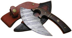 Cuchillo de pizza de acero de Damasco hecho a mano, cuchillo Ulu, hacha con mango de madera premium, cuchillo de cocina. - Product Image 3