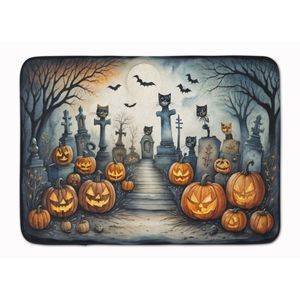 <b>Halloween</b> Cat Cemetery Memory Foam Kitchen Mat Machine Washable Anti-Fatigue Bath Rug Comfort <b>Cushion</b> Kitchen Rug - Product Image 1