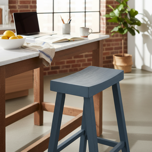 Taburete Alto de Barra, Redondo, de Madera de Caucho Sólida, Moderno, Minimalista, Mueble para el Hogar, Duradero y Ligero - Product Image 6