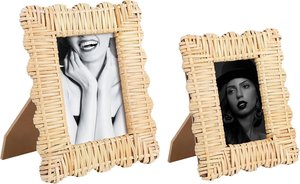 Woven Natural Cane Photo <b>Frame</b> Rustic Wooden Rattan <b>Picture</b> <b>Frame</b> <b>for</b> Living Room Bedroom Home Decoration - Product Image 2