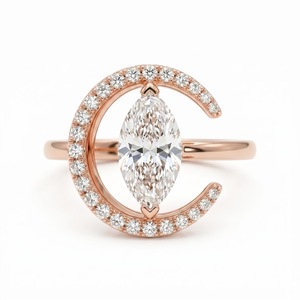 Anillo de compromiso solitario de oro fino con diamante, engaste de bisel, tipo F, certificado IGI, moderno y elegante para aniversario de bodas - Product Image 1
