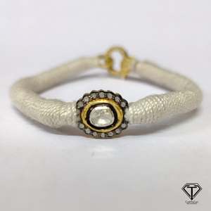 Brazalete de Diamantes Polki con Certificación IGI VVS1, Joyería de Diseño en Plata de Ley 925 Hecha a Mano para Mujer - Product Image 1