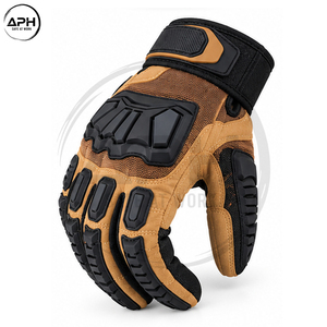 Service OEM ODM personnalisé, gants anti-choc marron clair, doigts entièrement recouverts, paume renforcée, sangle de poignet réglable, gants de travail robustes - Product Image 5