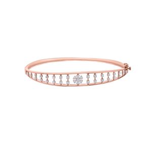 Rose Gold Lab Grown Diamond <b>Ladder</b> Design Open Bangle Bracelet - Product Image 2