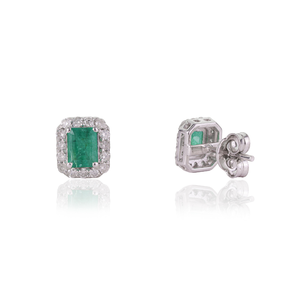 Boucles d'oreilles en argent sterling 925 avec émeraudes naturelles et diamants halo, best-seller, haute qualité, pour femmes, bijoux fins - Product Image 5