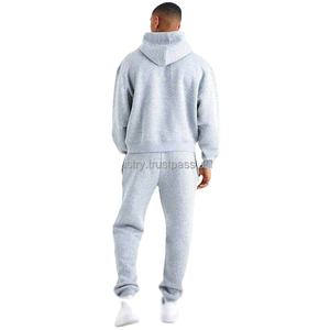 Custom Regular Men's 100% Cotton Printed Hoodies Sweatpants Set 220 Grams High Quality Maternity Tracksuit Solid Pattern - Product Image 4