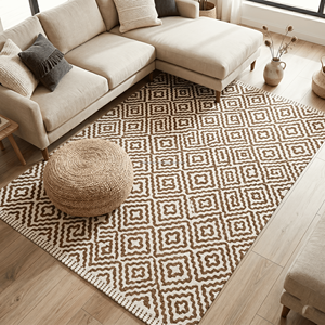Modern Style Geometric Area Rug Gray Beige Diamond Pattern 5x10 Custom Made Non Slip Bed Room Rug Medium Pile Indoor Decor Rug - Product Image 4