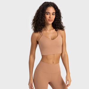 Soutien-gorge de sport personnalisé OEM pour femmes, extensible, respirant, à large bordure, col rond, couleur unie, séchage rapide, en nylon et élasthanne - Product Image 6