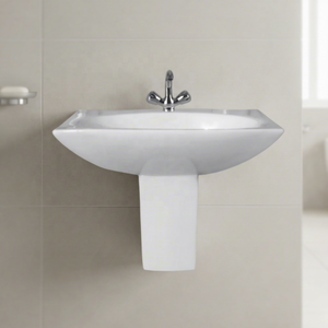Vistaar Hospital & Villa Use Half Pedestal Ceramic Wash Basin With Modern Design Water Resistant - Product Image 4