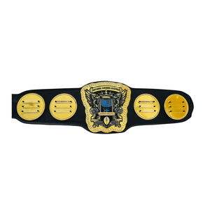 Ceinture de championnat de légendes du combat virtuel - Ceinture de sport noire personnalisable avec détails dorés - Trophée de collection haut de gamme - Product Image 1