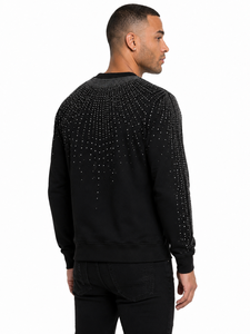เสื้อสเวตเชิ้ตผู้ชายประดับเพชร คอกลม ทรงปกติ สีดำ สวมใส่สบาย ผ้าถัก คอตตอน สำหรับฤดูหนาว เป็นมิตรกับสิ่งแวดล้อม มีกระเป๋าเสื้อแบบฮู้ด - Product Image 3