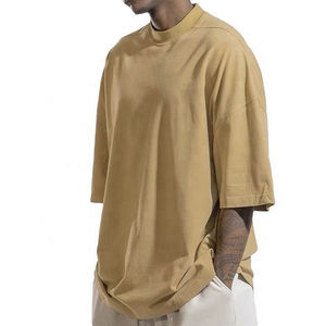 T-shirt Homme Oversize Uni à Manches Courtes Col Rond Décontracté en Jersey de Coton Tricoté Coupe Longue Design Uni - Product Image 2