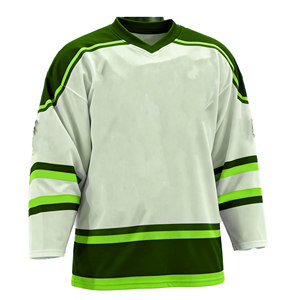 Maillot de hockey sur glace pour homme, col en V, rayures rouges et blanches, polyester, évacuation de l'humidité, coupe classique, toutes saisons, manches trois quarts - Product Image 4